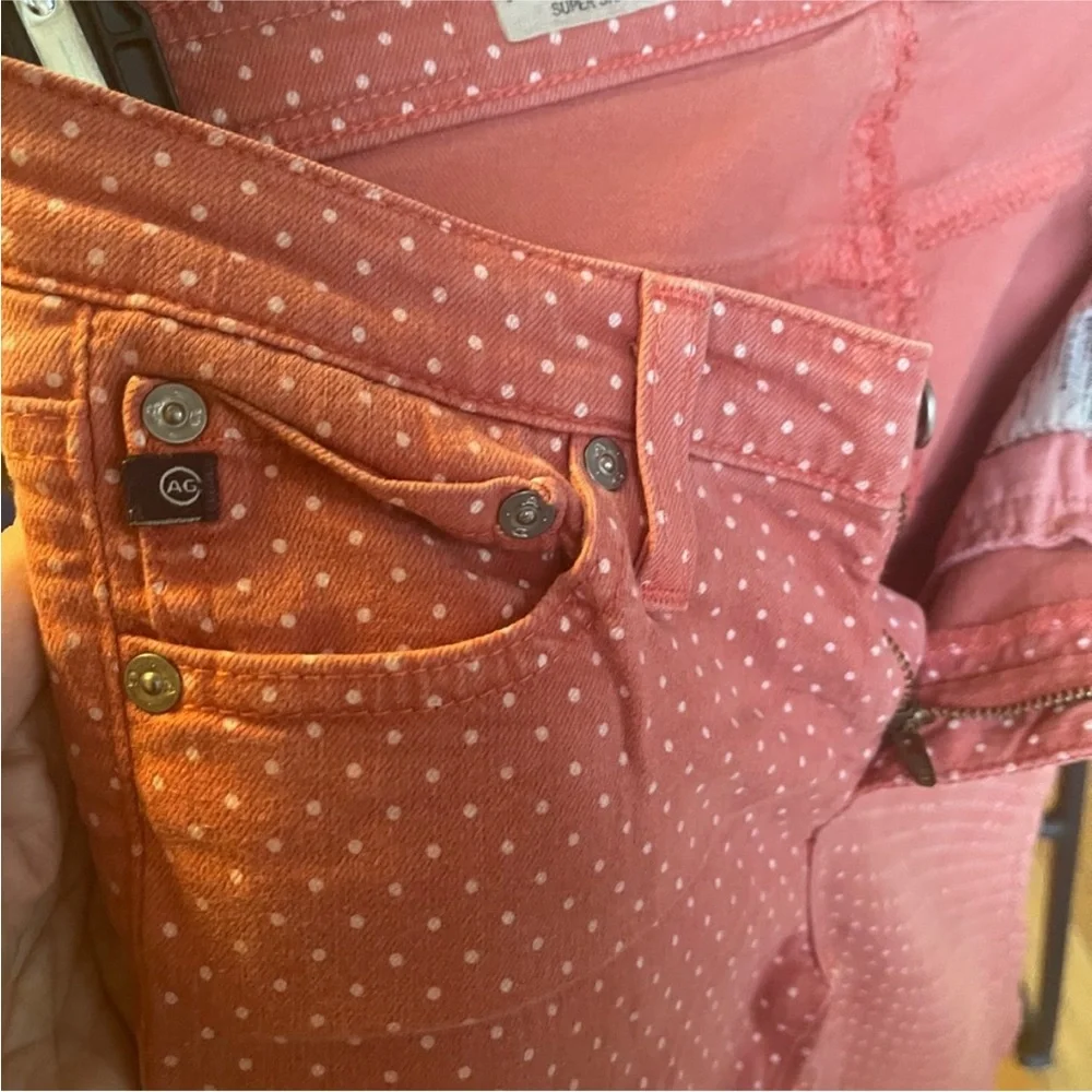 AG Adriano Goldschmied Pink Polka Dot Women Jeans - Picture 2 of 4